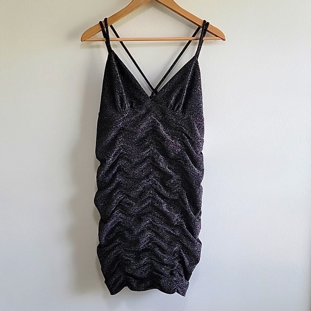 [*3 Items For $20 In Bundle*] Wild Fable Black Dress Metallic Ruching size L